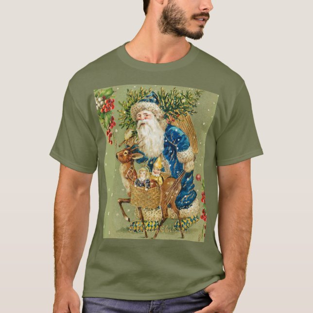 CAMISETA SANTA CON DEER Y REGALOS DE NAVIDADES EN NIEVE DE  (Anverso)