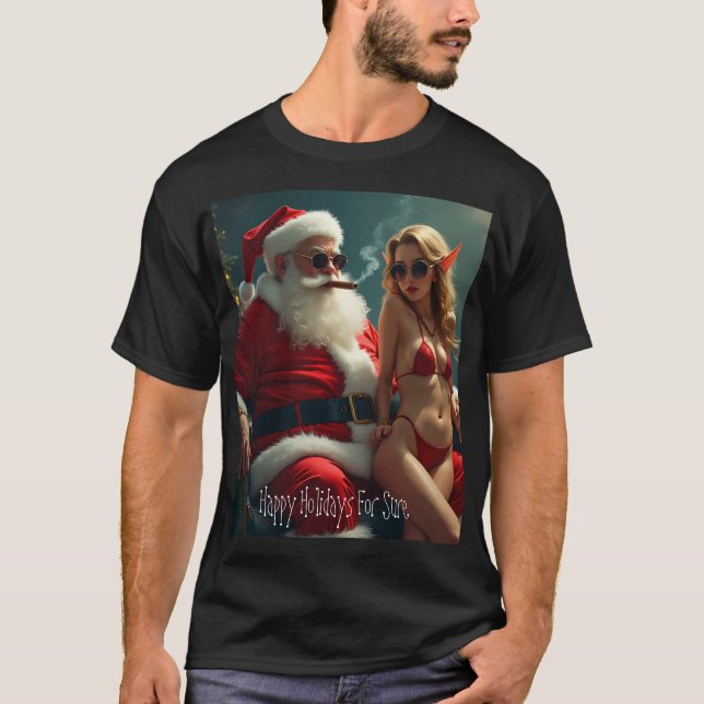 Camiseta Santa con elfo femenino (Anverso)