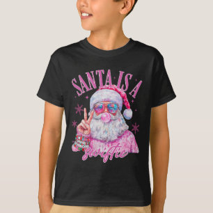 Camiseta Santa con gafas de sol rosadas es un Santa rápido