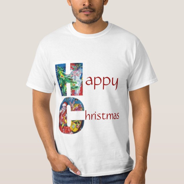 CAMISETA SANTA CON GIFAS Y NAVIDAD ÁRBOL MONOGRAMA (Anverso)
