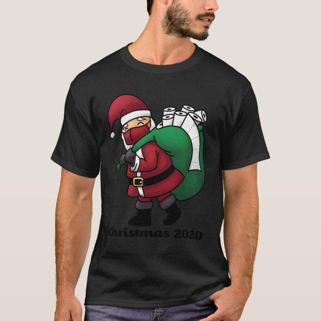 Camiseta Santa con máscara facial y papel higiénico Cristo  (Anverso)