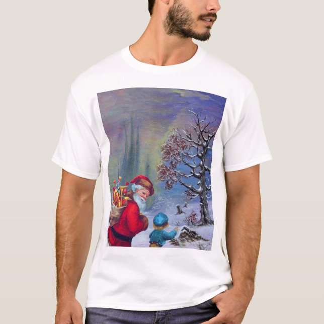CAMISETA SANTA CON NIÑO EN LA NIEVE DE INVIERNO (Anverso)