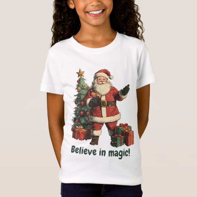 Camiseta Santa con regalos y árbol de Navidad (Anverso)