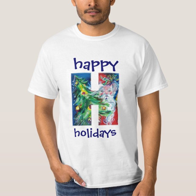 CAMISETA SANTA CON REGALOS Y NAVIDAD ÁRBOL H MONOGRAM (Anverso)