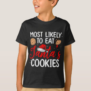 Camiseta Santa Cookies más propensos a comer galletas de Sa