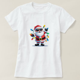 Camiseta Santa Cool con Luces de Navidad – Festivo Moderno