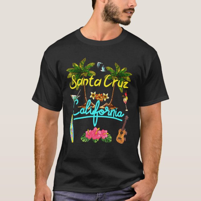 Camiseta Santa Cruz California Beach Summer Palm Sun Set Pa (Anverso)