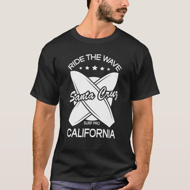 Camiseta Santa Cruz, California, Pasea En Surfista De Olas (Anverso)