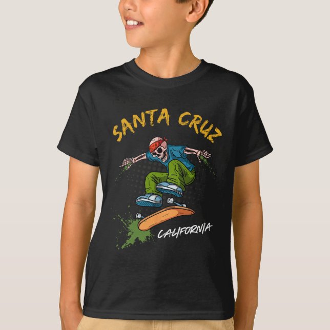 Camiseta Santa-cruz Skeleton Skateboard Beach Funny Hallowe (Anverso)