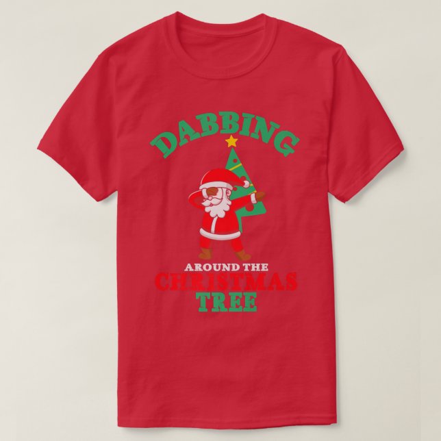 Camiseta Santa Dabbing alrededor del árbol de navidad navid (Diseño del anverso)