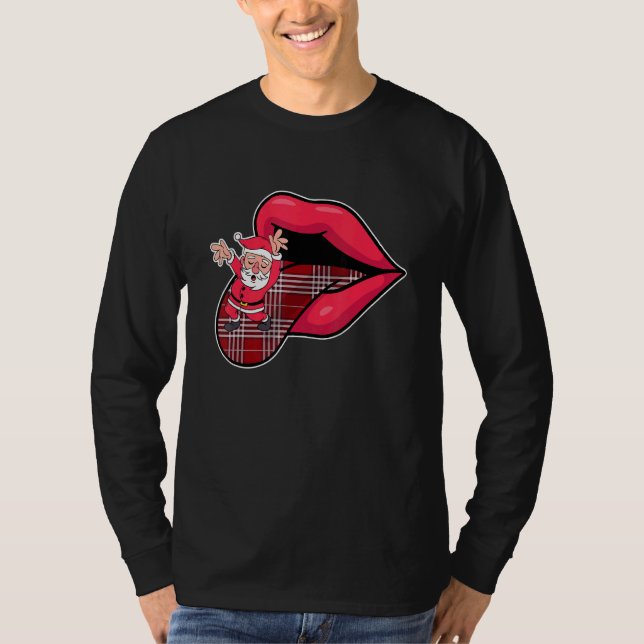 Camiseta Santa Dancing Tongue Out Christmas Pajama  X mas P (Anverso)