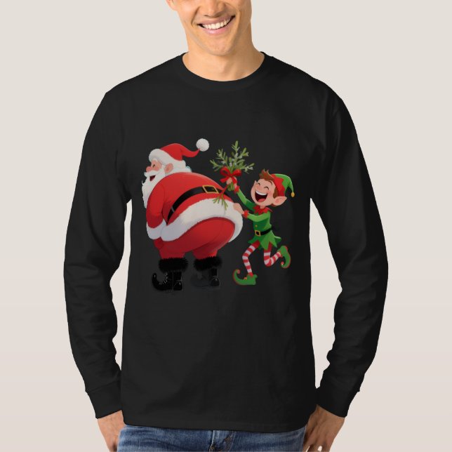 Camiseta Santa de Navidad Divertido Manga Larga (Anverso)