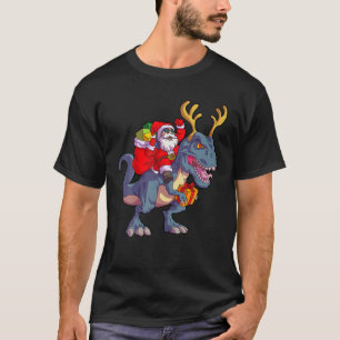 Camiseta Santa de Navidad montando ciervo dinosaurio Navida