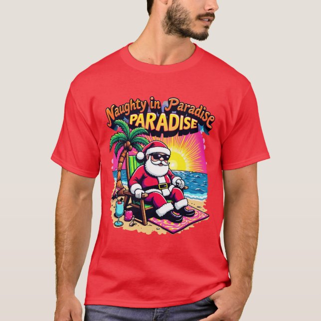 Camiseta Santa de vacaciones traviesa en el paraíso (Anverso)