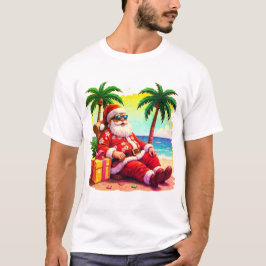 Camiseta santa descansando con regalo
