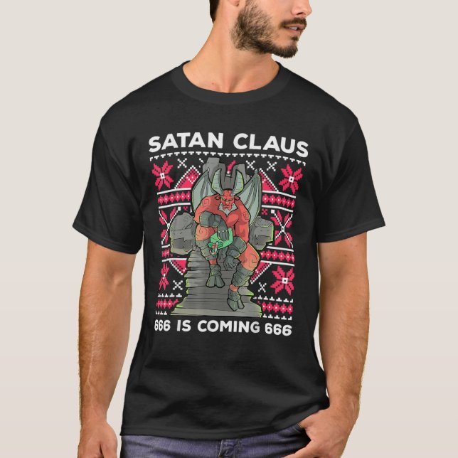 Camiseta Santa Devil Gothic Occult Ugly Christmas Satan 666 (Anverso)