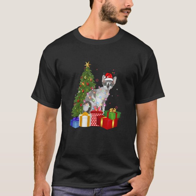 Camiseta Santa Devon Rex Cat Christmas Tree Classic (Anverso)
