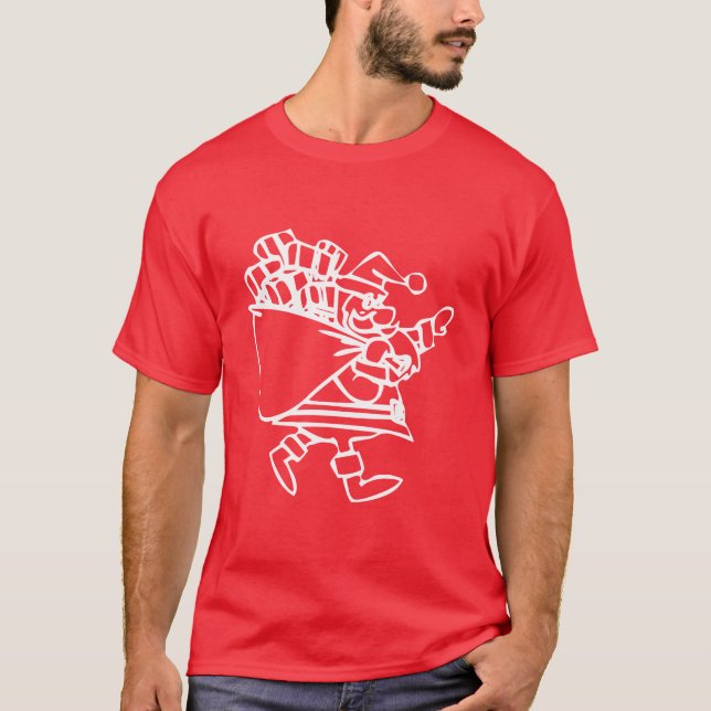 Camiseta Santa dibujada a mano con presentes (Anverso)
