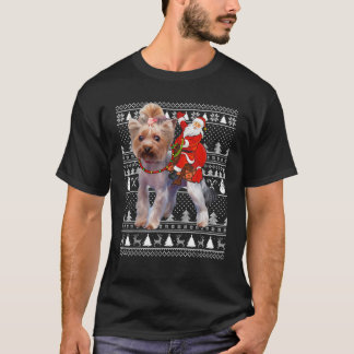 Camiseta Santa divertido amante de los perros Yorkie montan