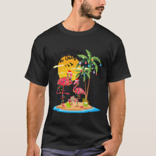 Camiseta Santa Divertido Flamenco Rosa Palma Navidad En J