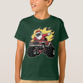 Camiseta Santa divertido haciendo dab en un camión monstruo