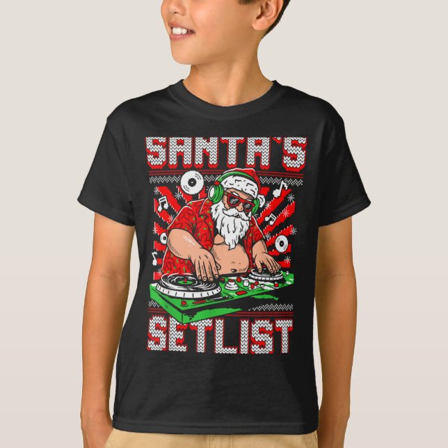 Camiseta Santa Dj Musician Santa’s Setlist House Music Ugly (Anverso)