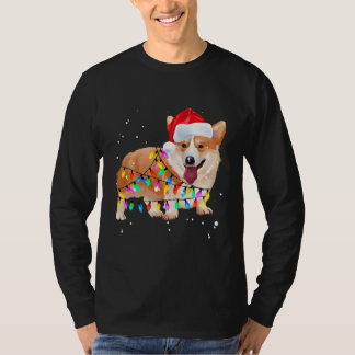 Camiseta Santa Dog Xmas Christmas Tree Lights Holiday