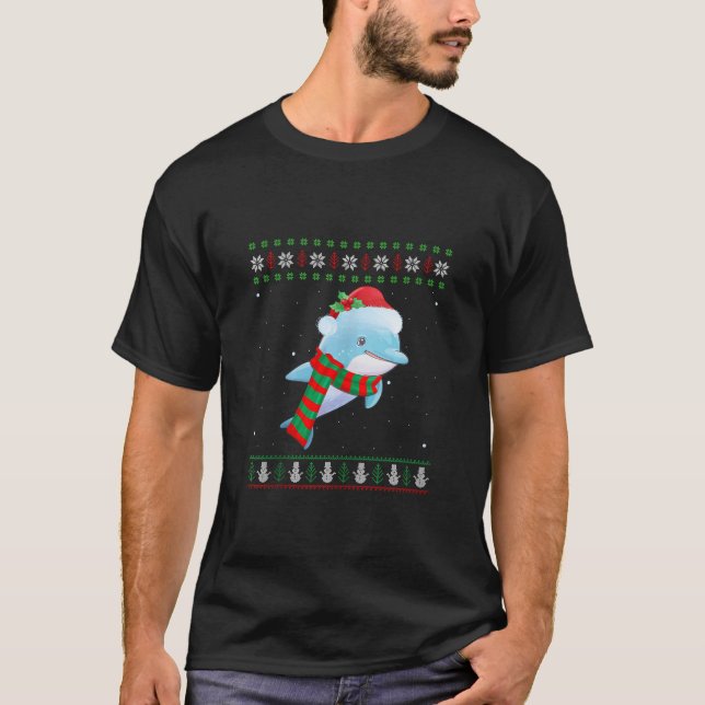 Camiseta Santa Dolphin Fish Lover Xmas Dolphin Navidad Ta (Anverso)