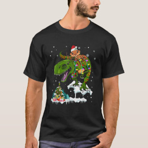 Camiseta Santa Dragón Barbudo Montando Reno T Rex Navidad L