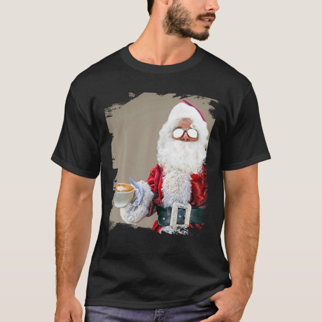 Camiseta Santa Drinking Coffee Christmas Funny (Anverso)