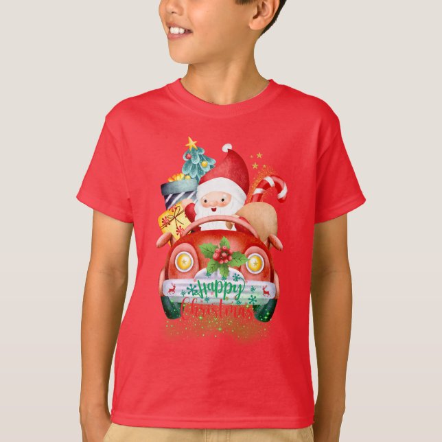 Camiseta Santa Driving Christmas Car | Holiday Gifts & Tree (Anverso)