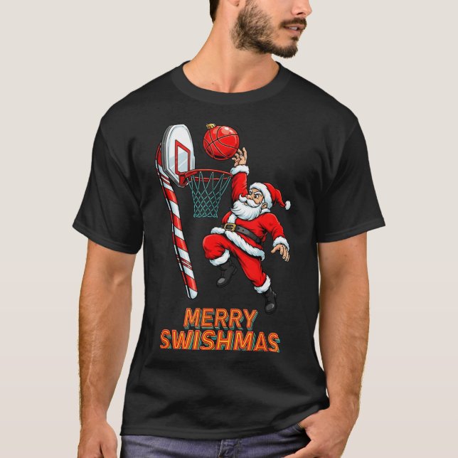 Camiseta Santa Dunking Merry Swishmas Basketball Christmas  (Anverso)