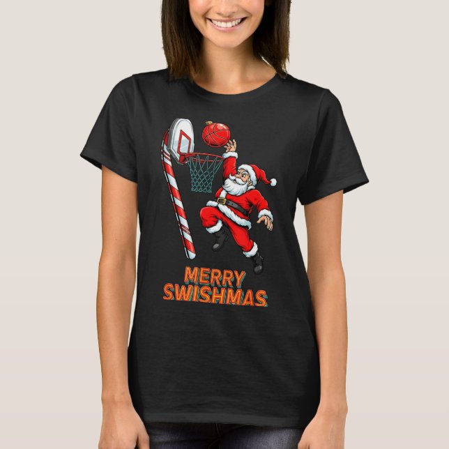 Camiseta Santa Dunking Merry Swishmas Basketball Christmas  (Anverso)