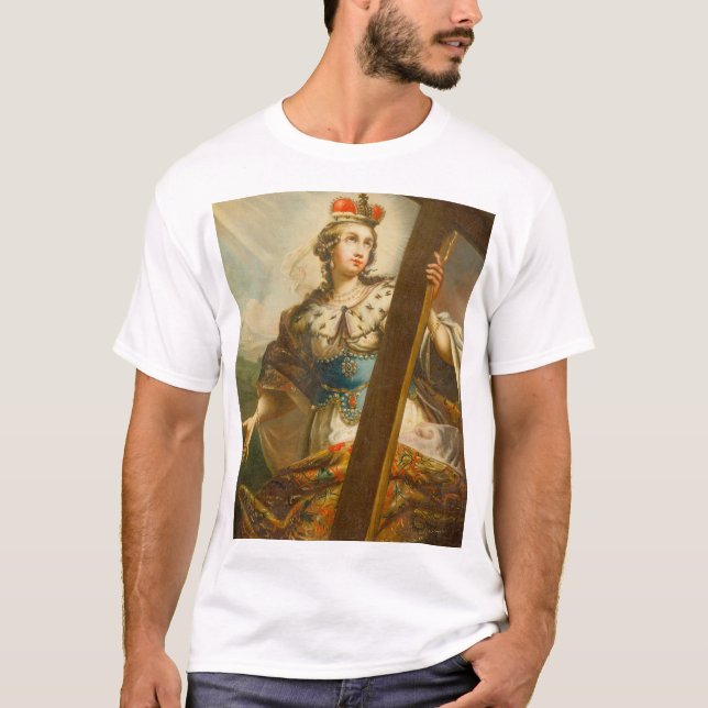 Camiseta Santa Elena con la Verdadera Cruz Arte Sagrado (Anverso)