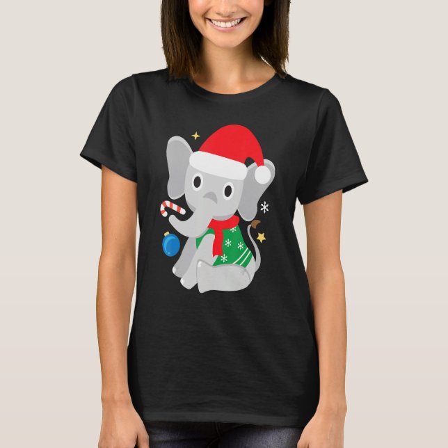 Camiseta Santa Elephant Funny Cute Zoo Navidades (Anverso)