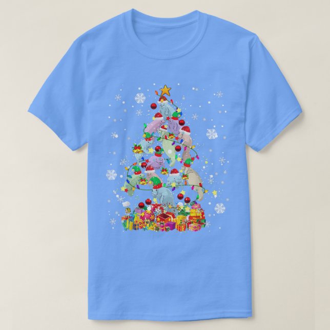 Camiseta Santa ELF Manatee Christmas Tree Xmas Light Manat (Diseño del anverso)
