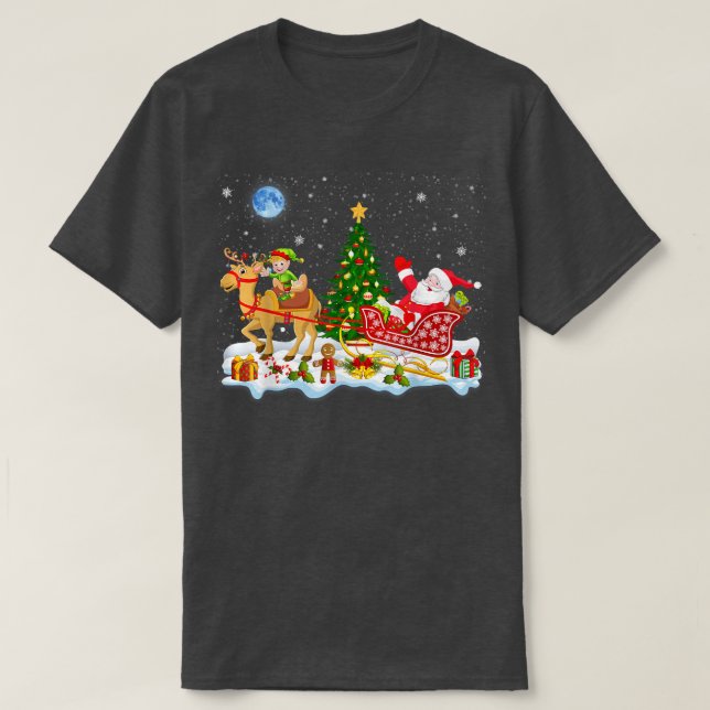 Camiseta Santa ELF Riding Reindeer Camel Sleigh Xmas Alpaca (Diseño del anverso)