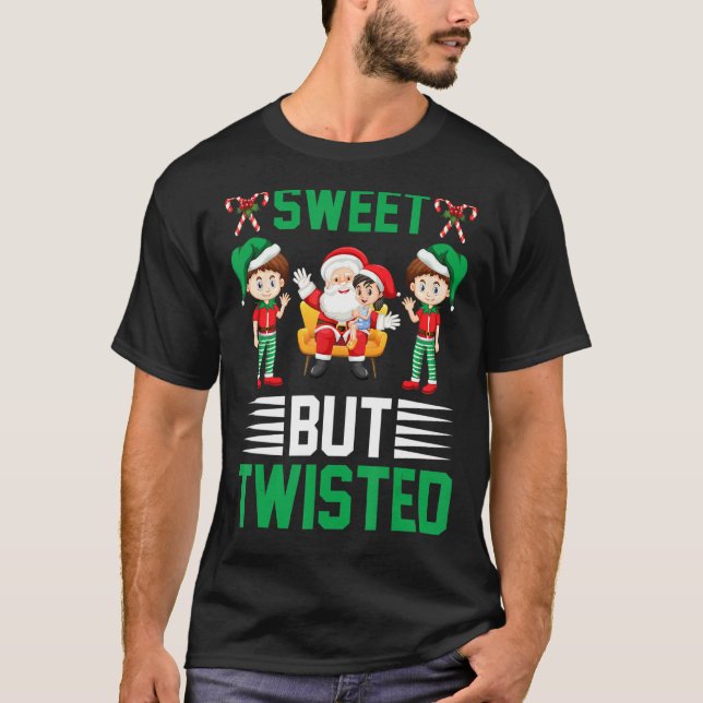 Camiseta Santa Elves Dulce Pero Twisted Candy Cane Funny Ch (Anverso)