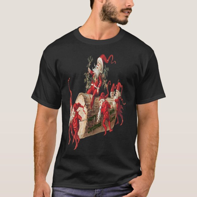 Camiseta Santa Elves Se Desliza En Un Registro - Colección  (Anverso)