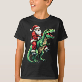 Camiseta Santa en dinosaurio