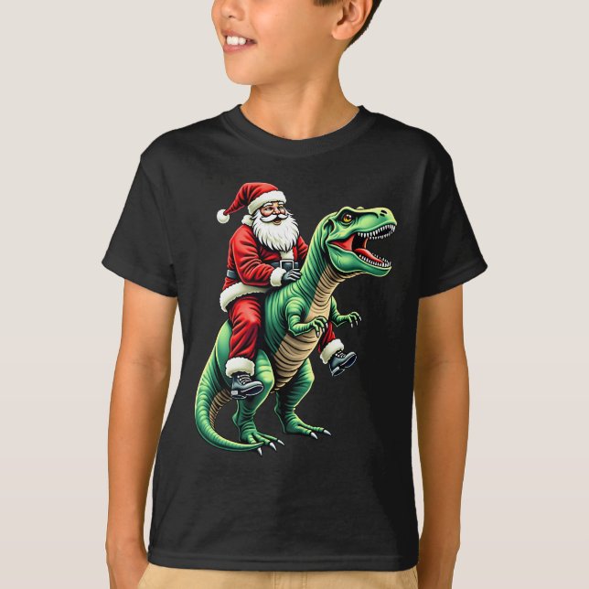 Camiseta Santa en dinosaurio (Anverso)