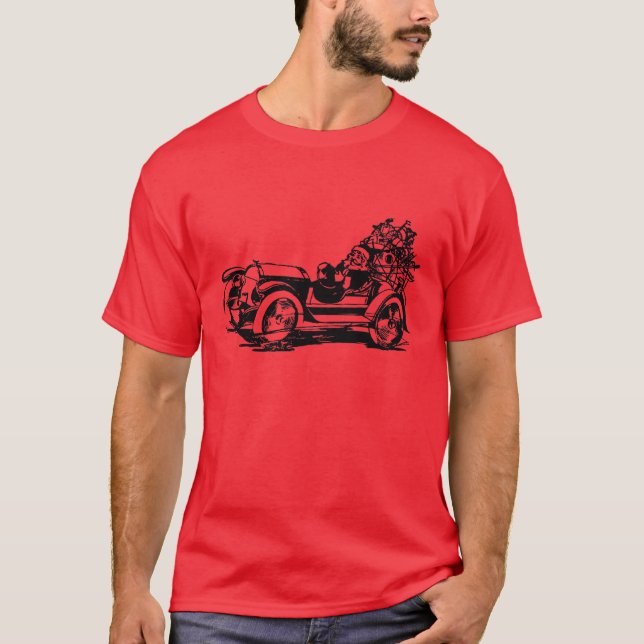 Camiseta Santa En El Auto Vintage (Anverso)