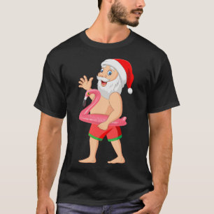 Camiseta Santa en flotador de flamenco divertido Navidad en