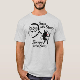 Camiseta Santa en las calles. Krampus en las hojas