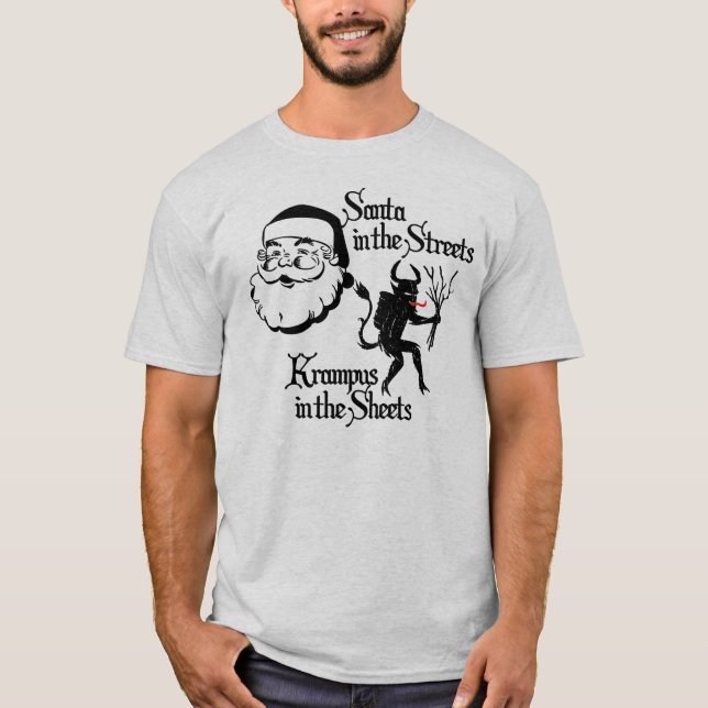 Camiseta Santa en las calles. Krampus en las hojas (Anverso)