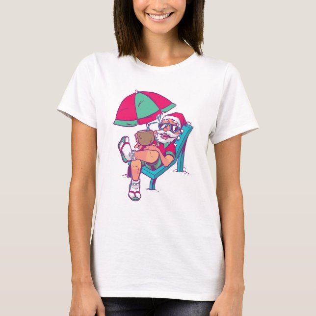 CAMISETA SANTA EN NAVIDADES DE VACACIONES EN JULIO  (Anverso)