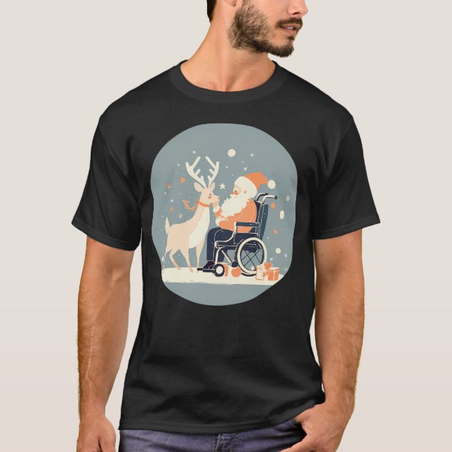 Camiseta Santa en silla de ruedas patinando reno (Anverso)