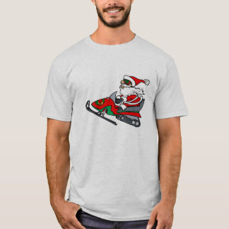Camiseta santa en snowmobile