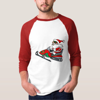 Camiseta santa en snowmobile