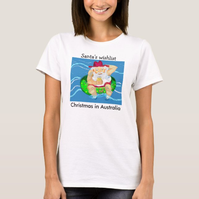 Camiseta Santa en vacaciones - cerveza, un baño y tiempo pa (Anverso)
